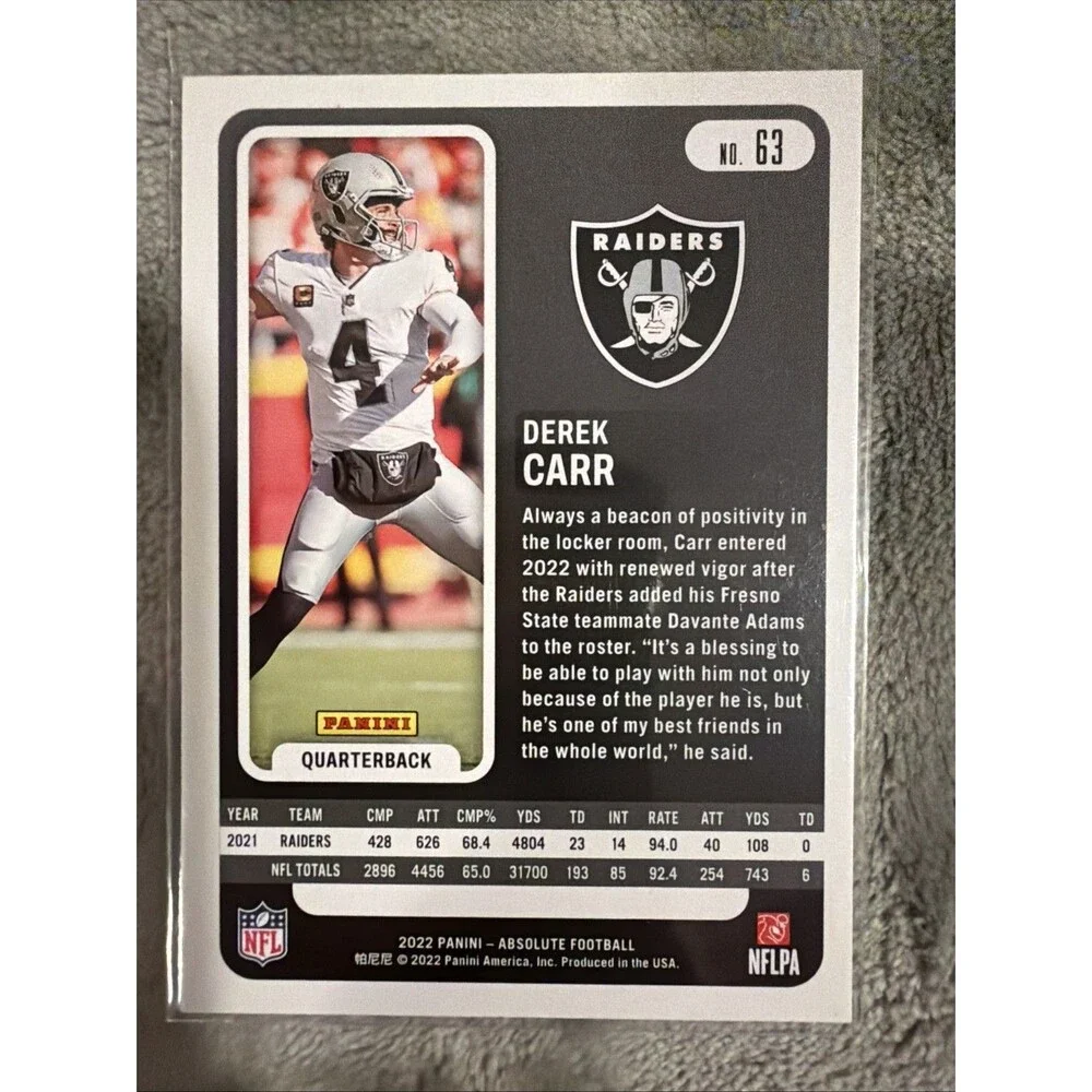 2022 Panini Absolute - Derek Carr #63